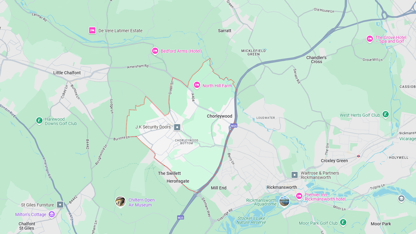 google image of map of Chorleywood