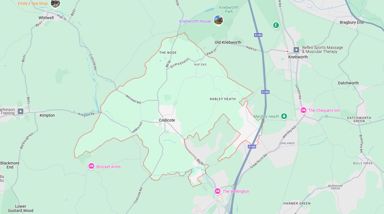 google image of map of Codicote