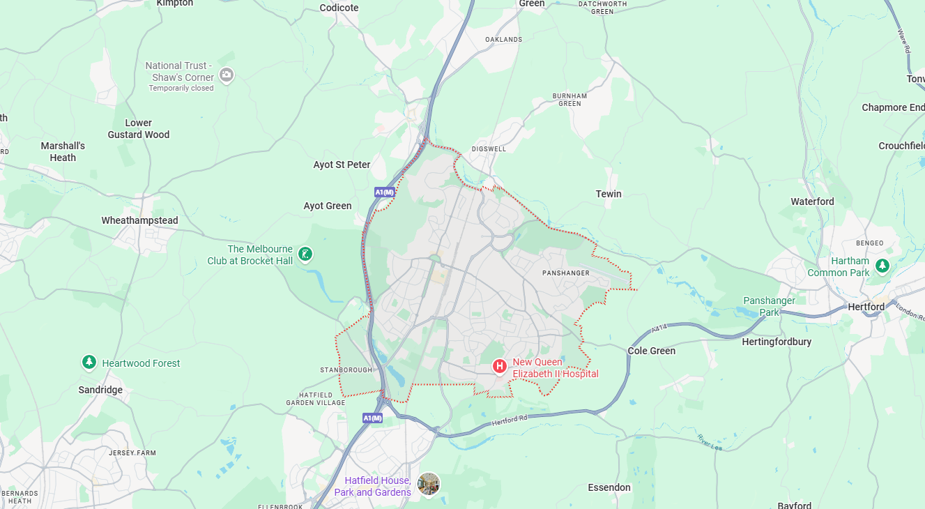 google map of welwyn garden city
